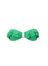 Stkitts Green Bandeau U Trim Frill Bikini Top