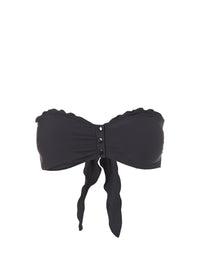 St Martin Black Ribbed Bandeau Popper Bikini Top