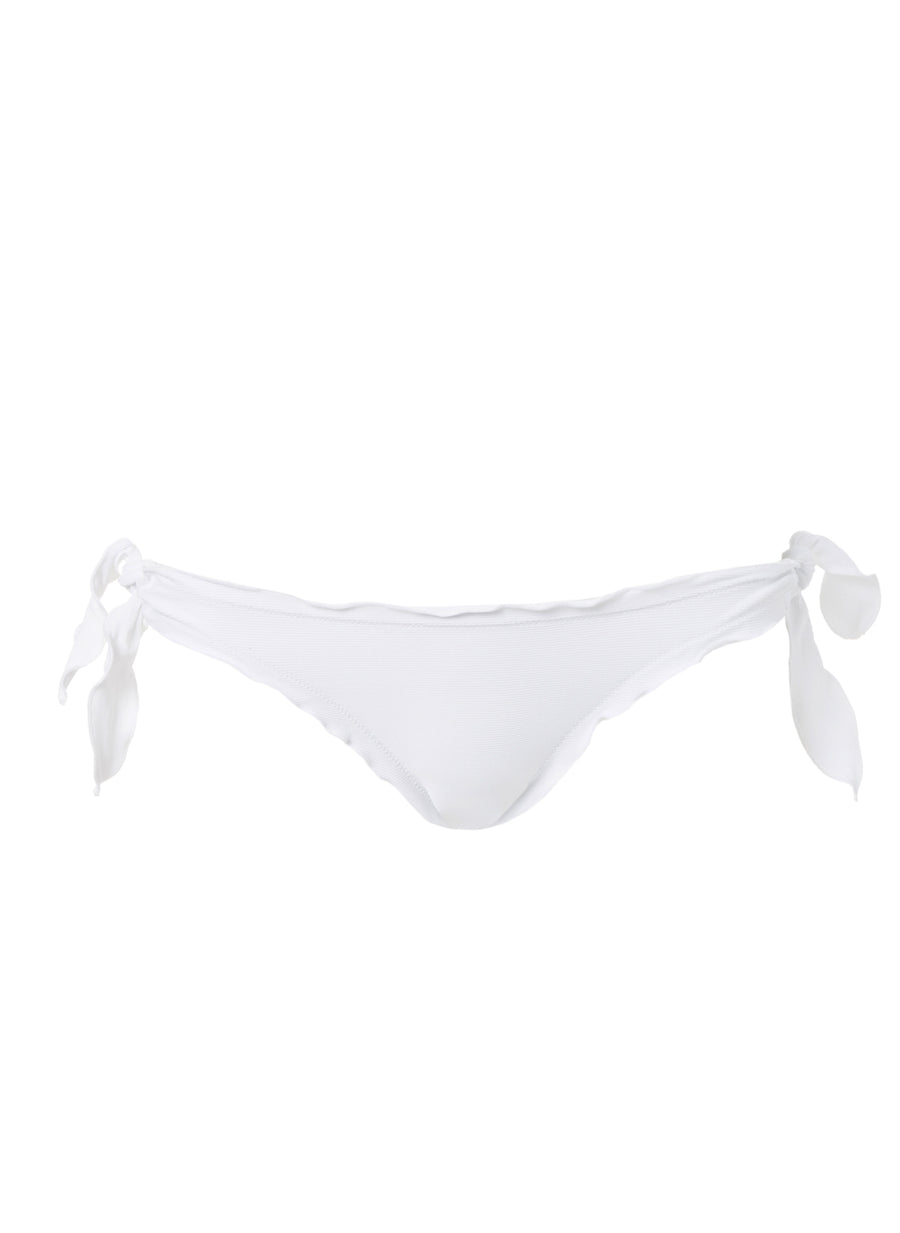 St Martin White Ribbed Bandeau Popper Bikini Bottom