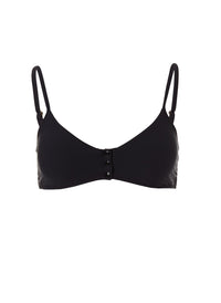 Sttropez Black Ribbed Over The Shoulder Popper Crop Bikini Top