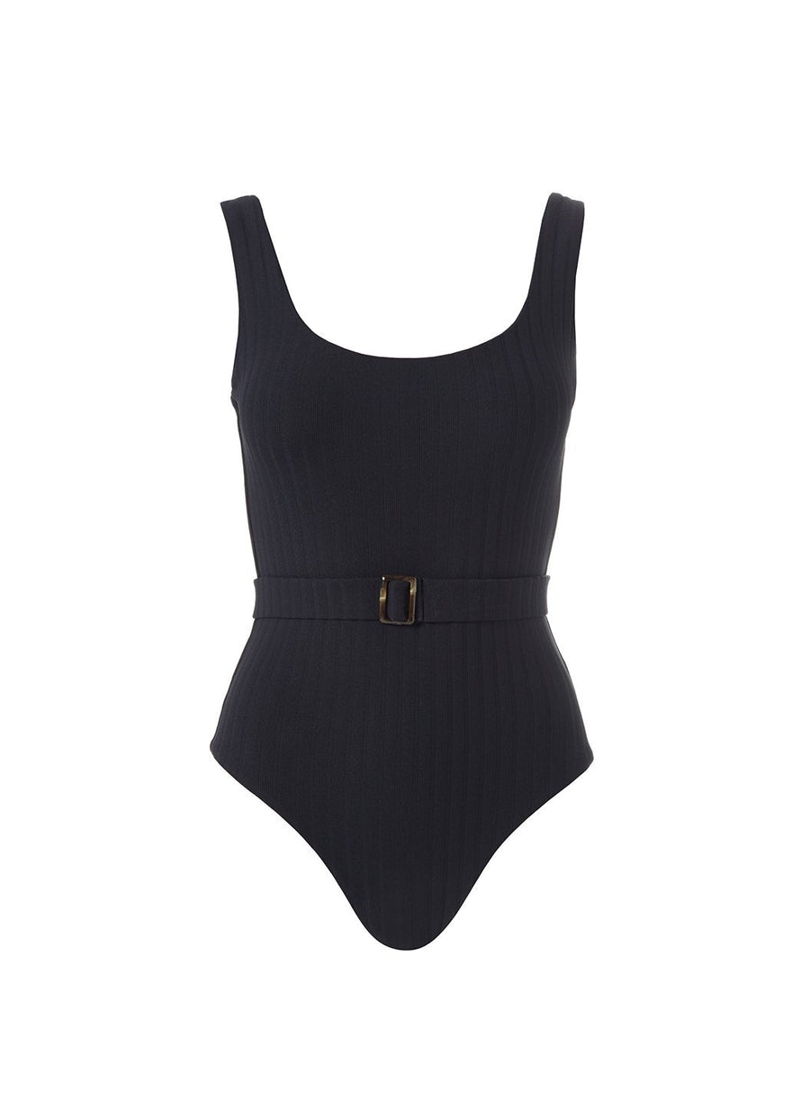 Texas Ribbed Black Swimsuit