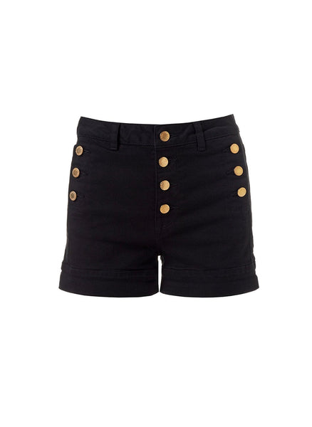 Black high waisted button shorts outlet