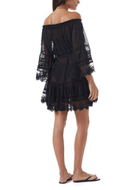 alice black sheer off the shoulder short dress model_B