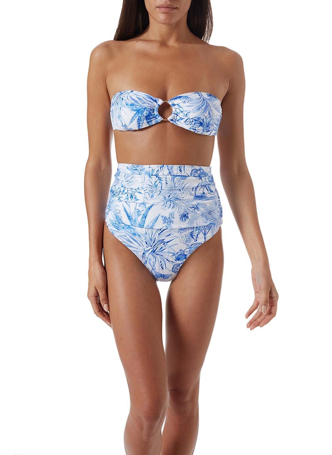 ancona blue tropical high waisted bandeau bikini model_P