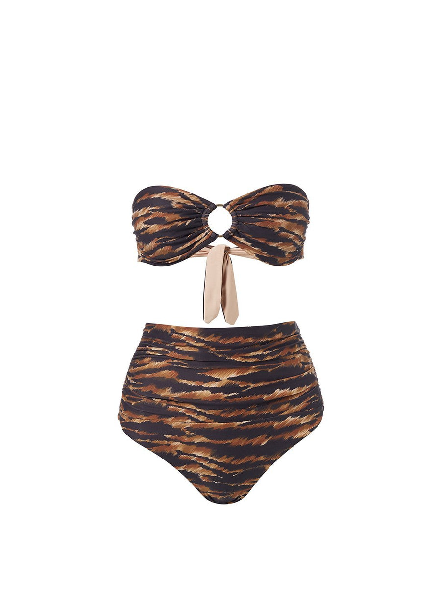 ancona safari high waisted bandeau bikini Cutout