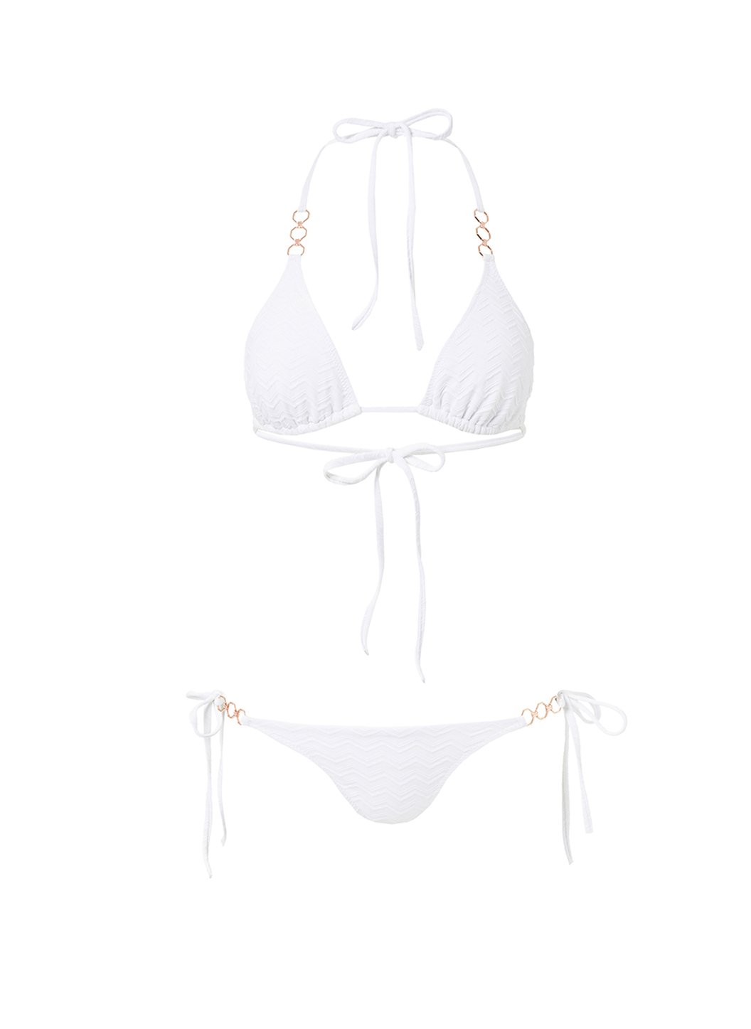 Anguilla White Zigzag Triangle Triple Ring Bikini | Official