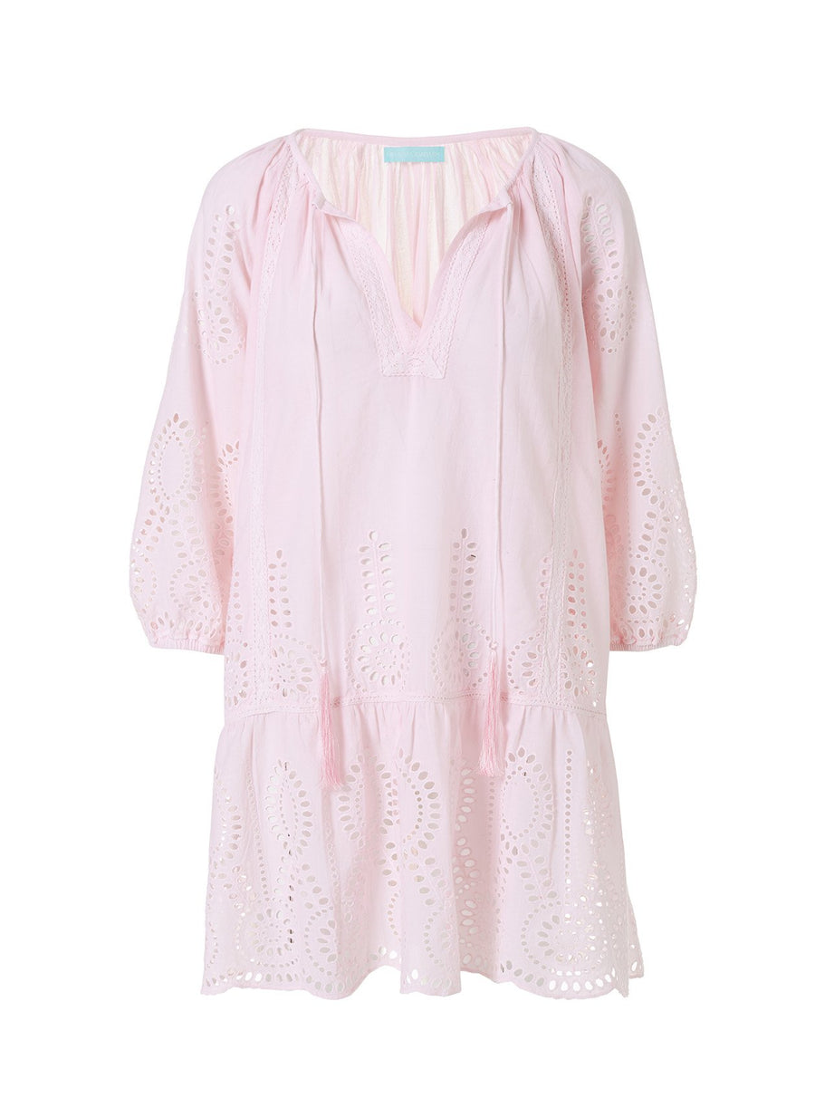 Ashley Blush Drop Waist Embroiderie Anglaise Short Dress 2020
