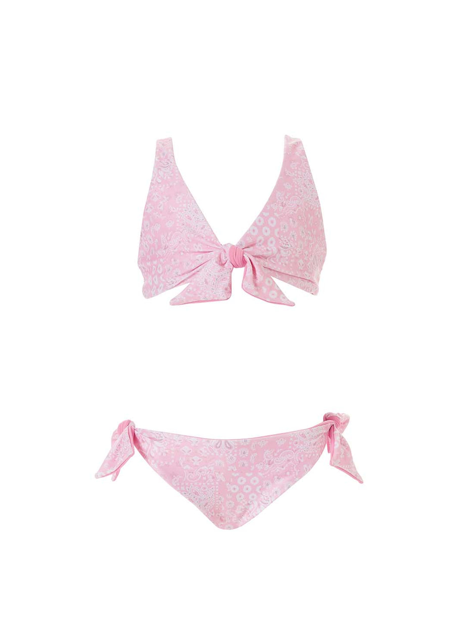 Baby Como Pink Paisley/Rose Reversible Triangle Bikini