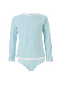 Baby Dakota Mint Stripe Long Sleeve Rash Vest