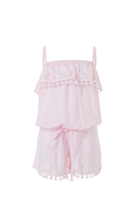 Baby Eisha Blush/White Embroidered Playsuit
