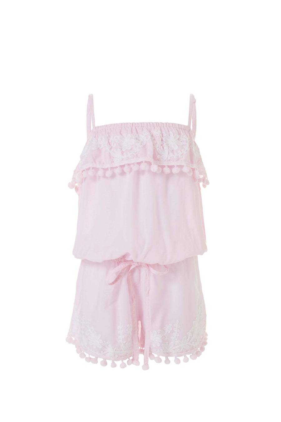 Baby Eisha Blush/White Embroidered Playsuit