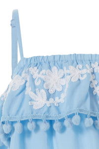 Baby Eisha Blush/Cornflower Embroidered Playsuit