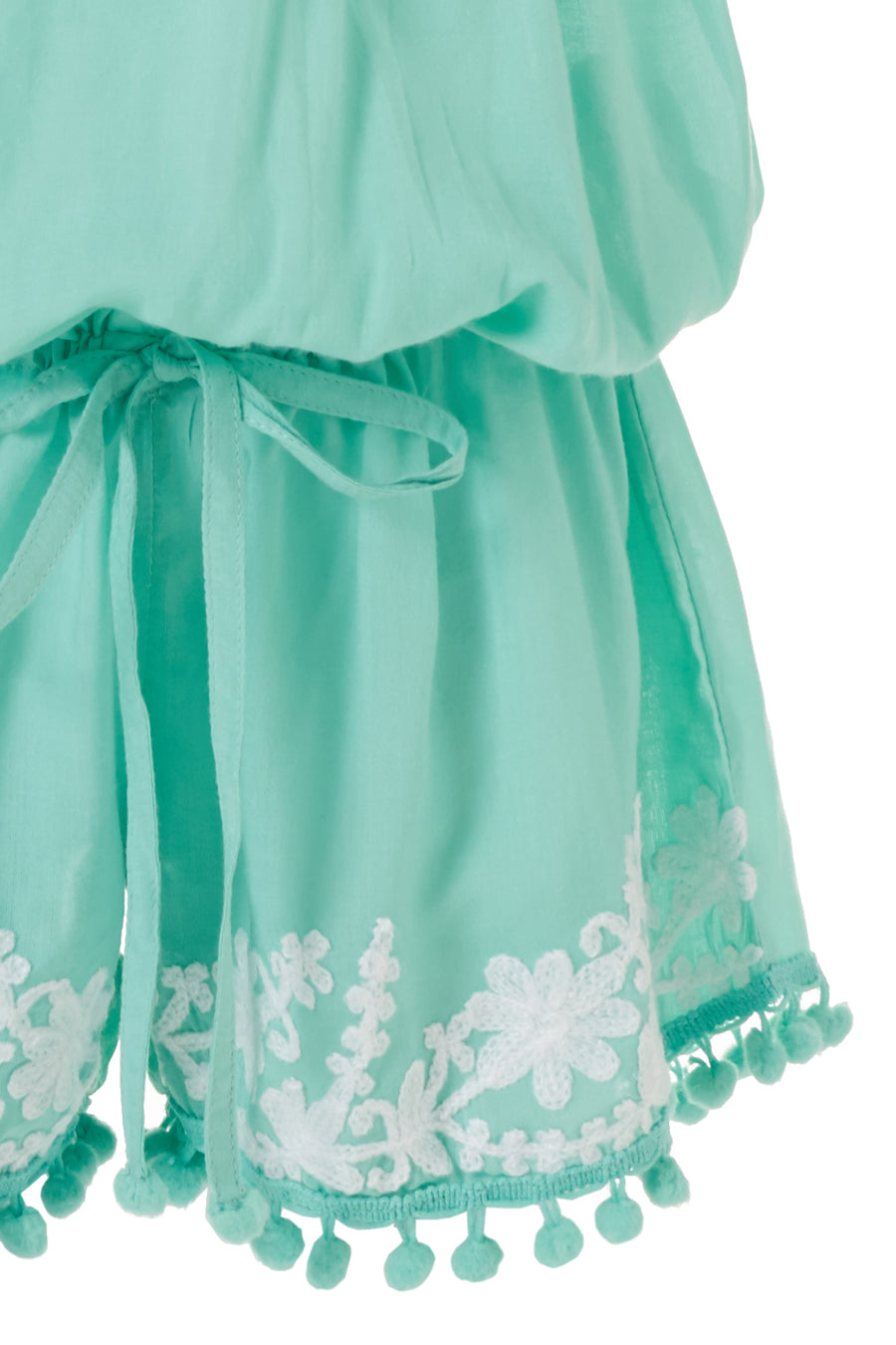 Baby Eisha Mint/White Embroidered Playsuit