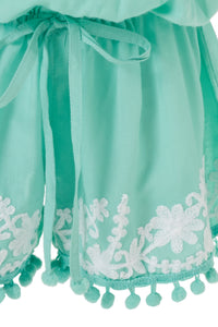 Baby Eisha Mint/White Embroidered Playsuit