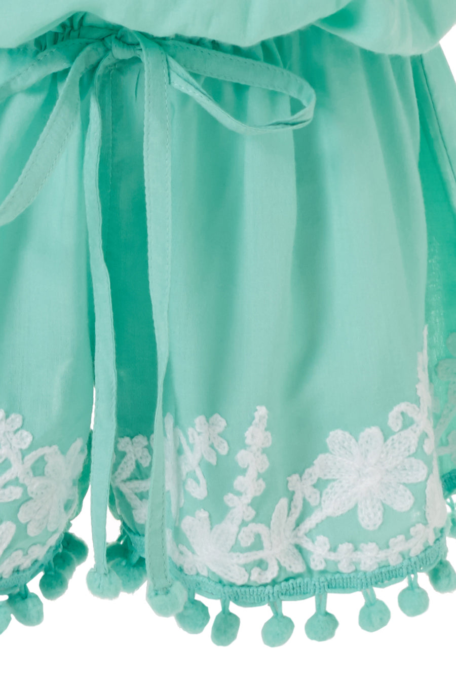 Baby Eisha Mint/White Embroidered Playsuit