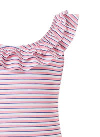 Baby Missy Pink Stripe Over the Shoulder Frill Onepiece Swimsuit