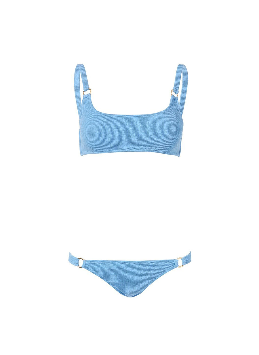 bari blue ridges ring trim over the shoulder bikini