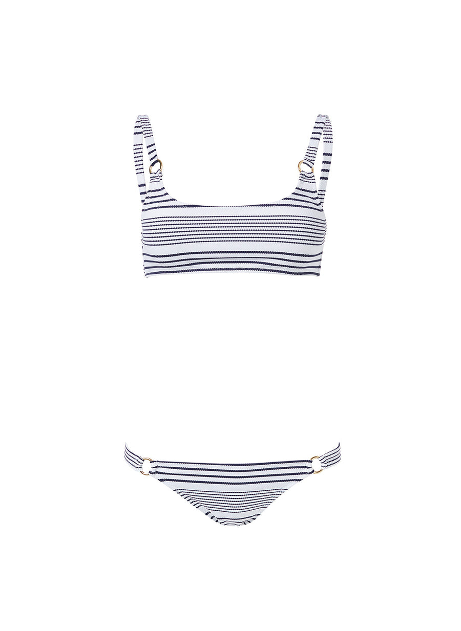 Melissa Odabash Bari Nautical Pique Stripe Ring Trim Over The Shoulder ...