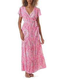 barrie blush paisley wrap long dress model_F