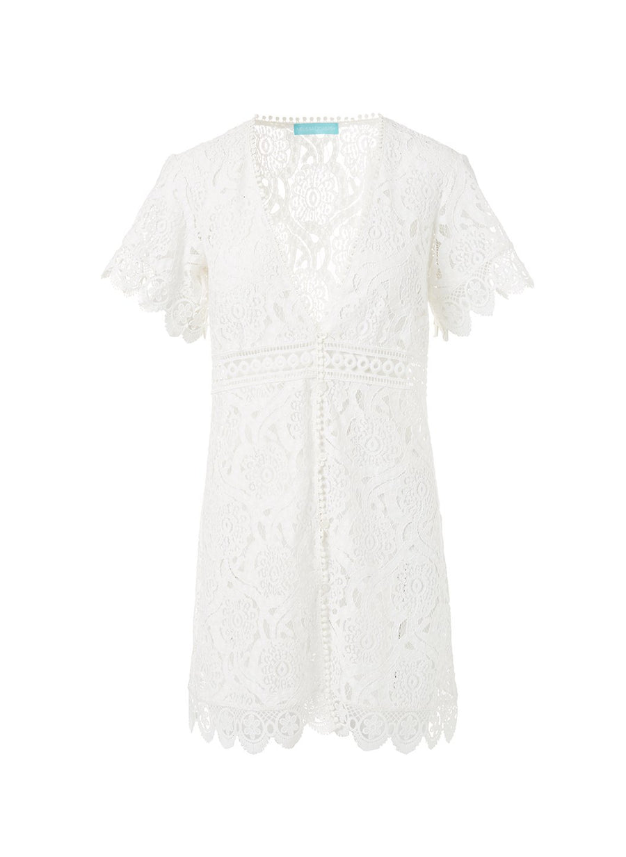 barrie white embroidered lace short button down coverup 2019