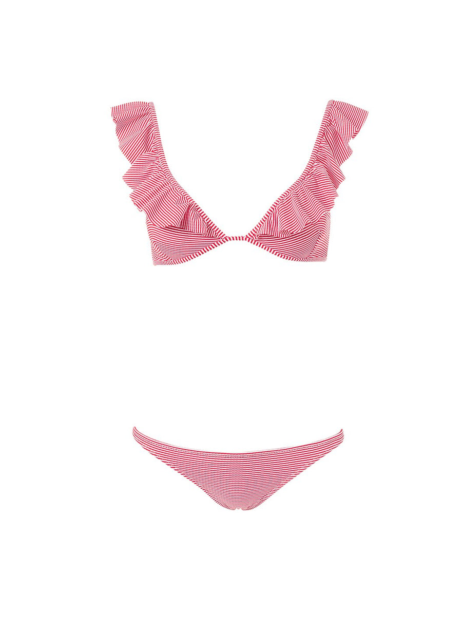 brazil red gingham bralette overtheshoulder frill bikini 2019