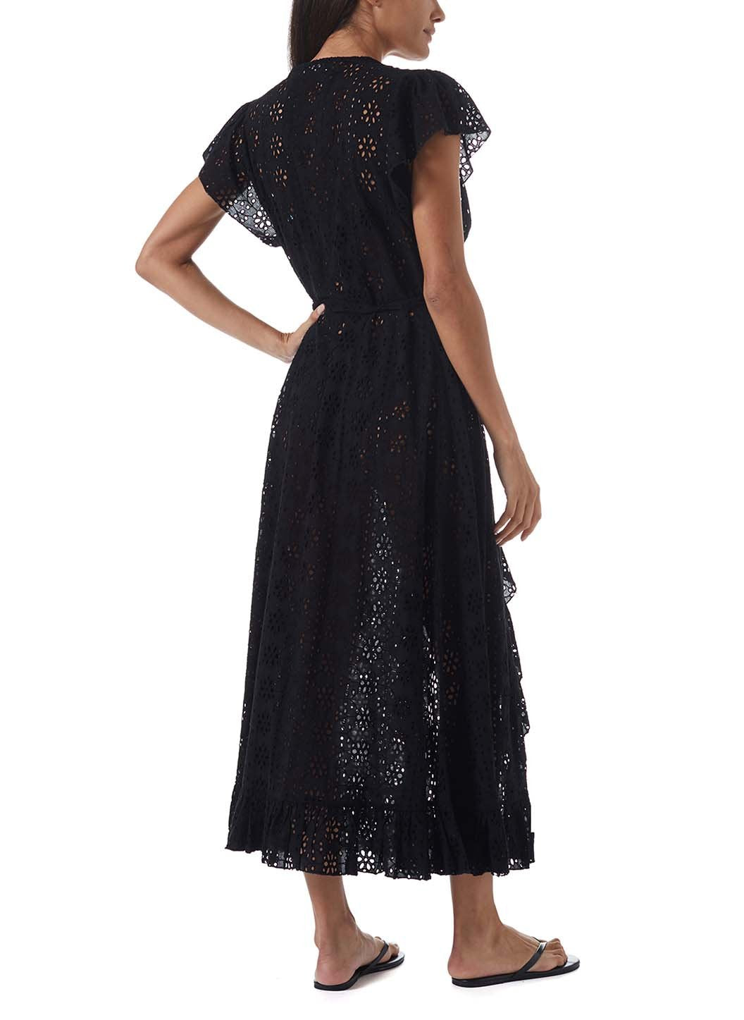 brianna black frill open front kaftan model_B