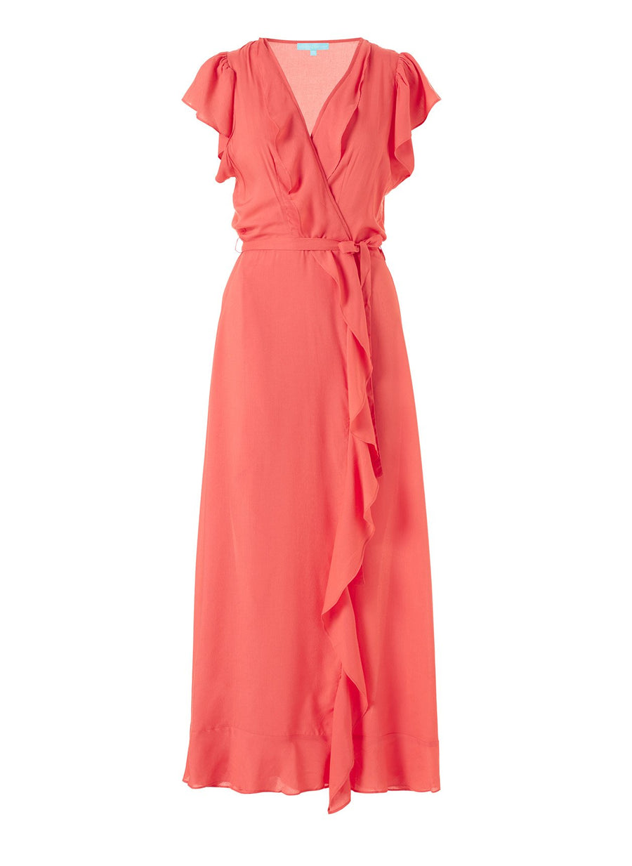 Brianna Tangerinefrill Wrap Front Maxi Dress 2020