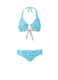 Brussels Blue Leaf Halterneck Ring Supportive Bikini