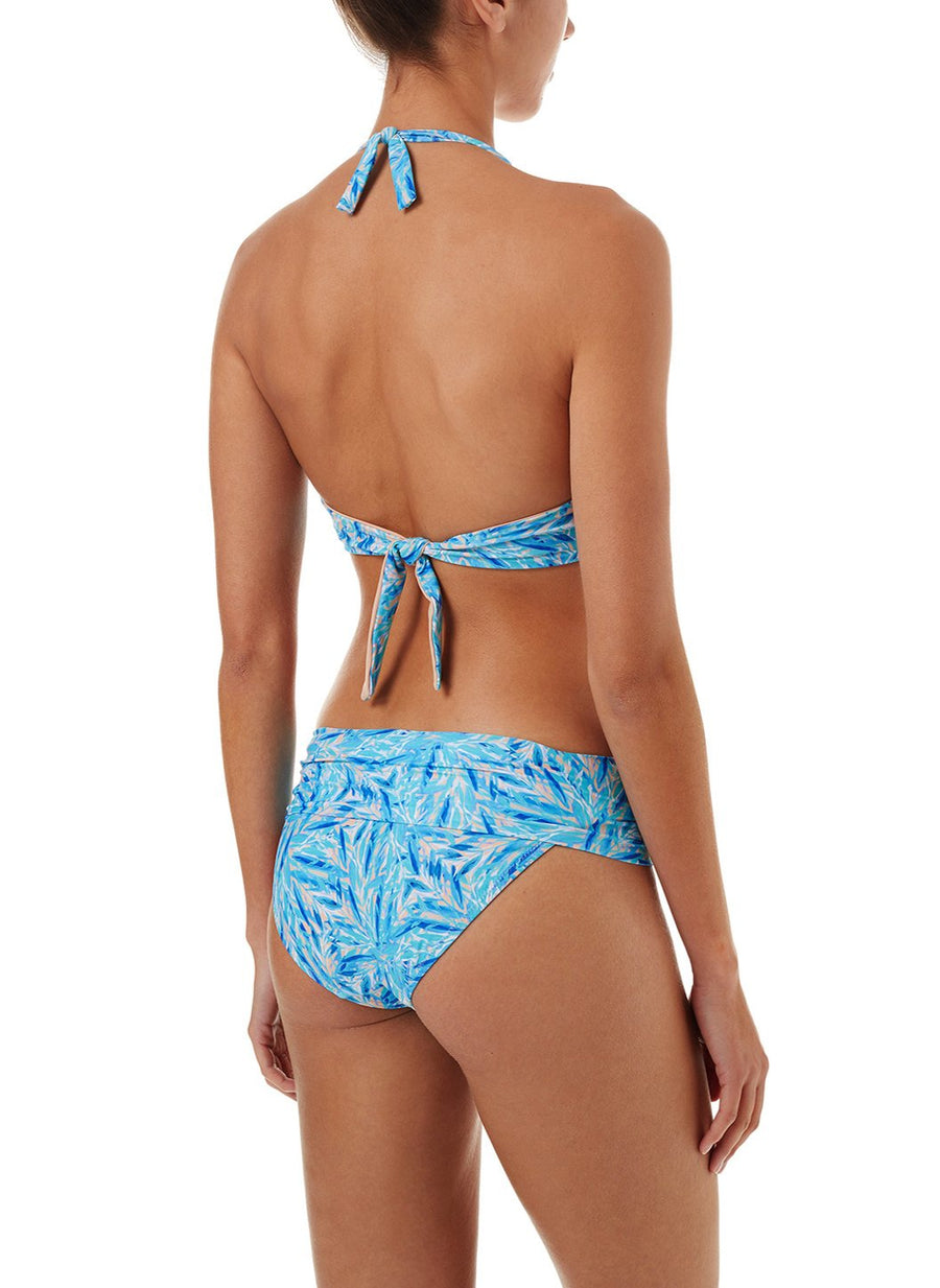 Brussels Blue Leaf Halterneck Ring Supportive Bikini