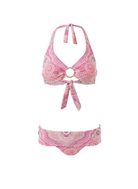 brussels blush paisley ring supportive halterneck bikini Cutout