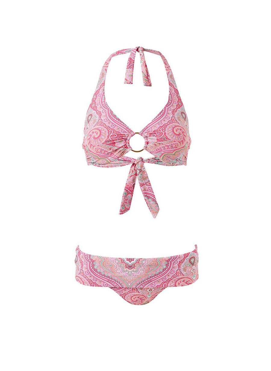brussels blush paisley ring supportive halterneck bikini Cutout