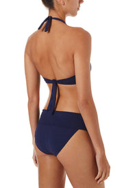 Brussels Navy Zigzag Halterneck Ring Supportive Bikini