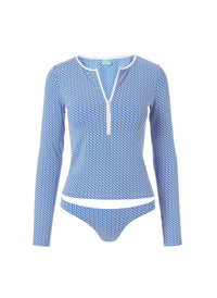 Cali Mosaic Blue Long Sleeve Rash Vest Bikini 2020