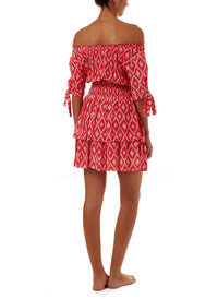 camilla red ikat offtheshoulder short dress 2019 B