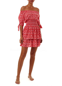 camilla red ikat offtheshoulder short dress 2019 F