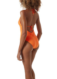 casablanca orange branded trim halterneck swimsuit model_B