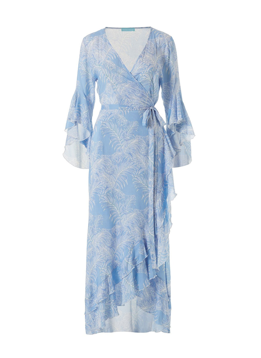 Cheryl Tropical Blue Maxi Wrap Dress 2020