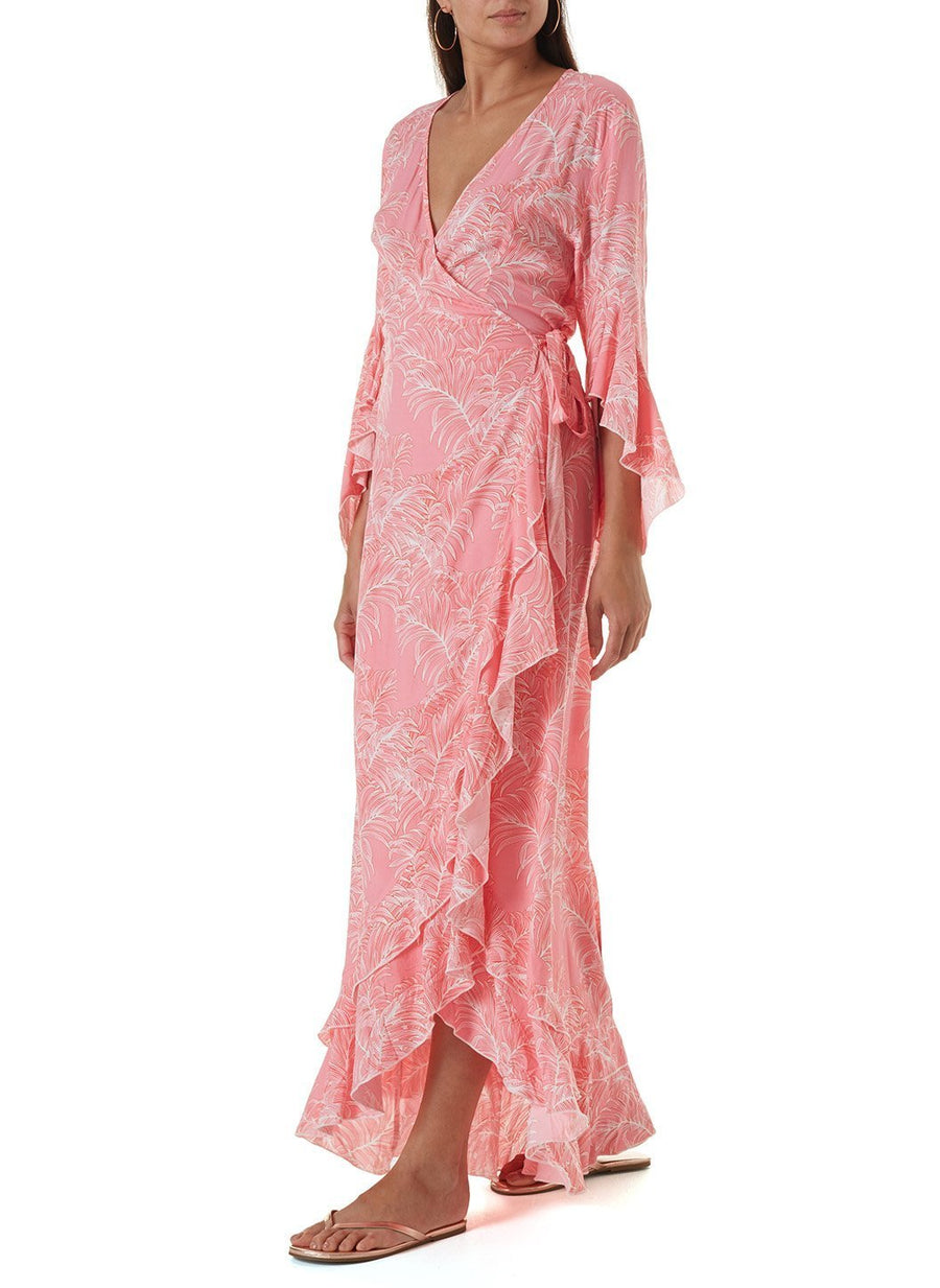 cheryl tropical coral long dress 