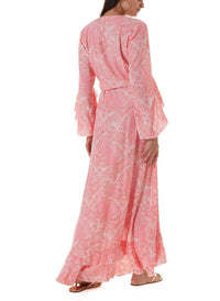 cheryl tropical coral long dress 