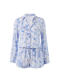 chloe blue tropical utility playsuit