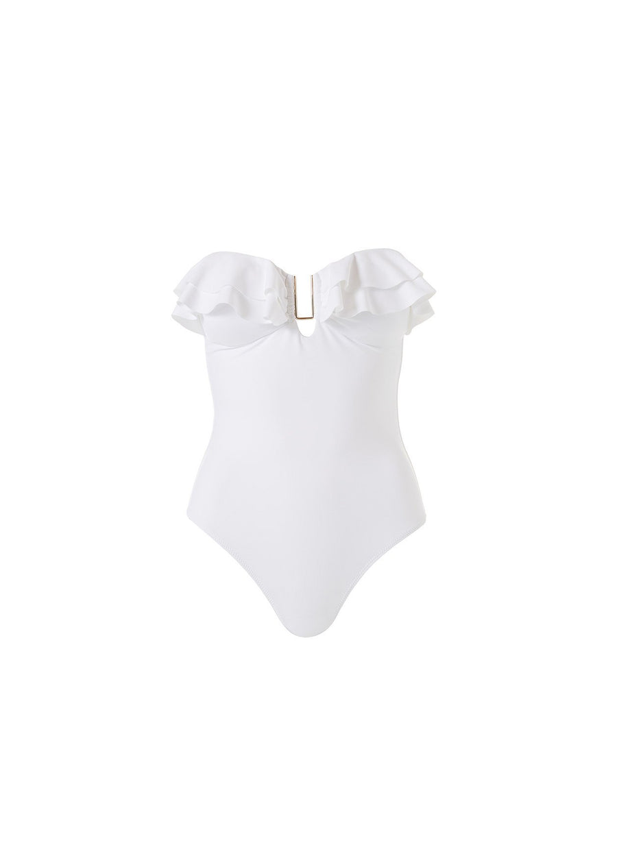 Corfu White Frill U Trim Bandeau One Piece 2020