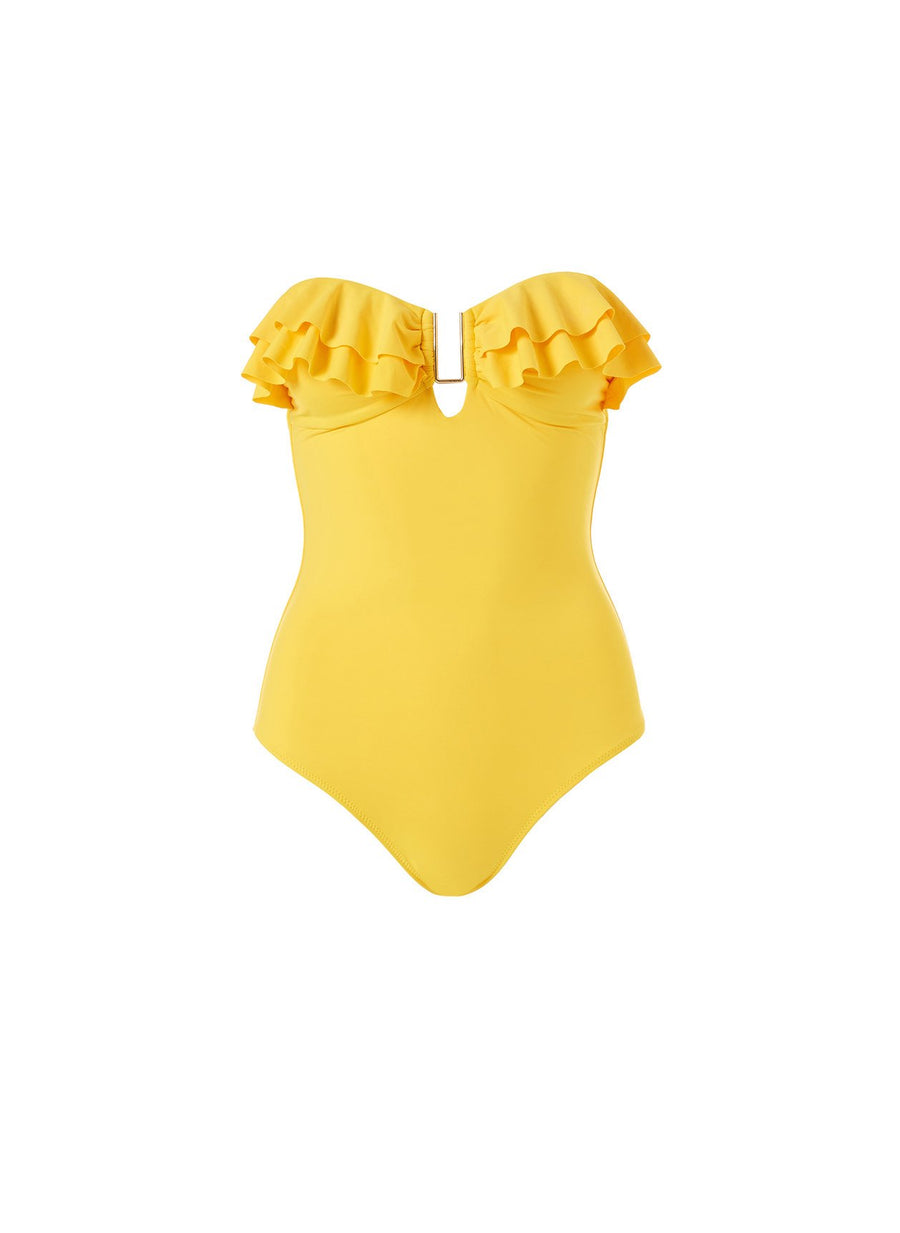 Corfu Yellow Frill U Trim Bandeau One Piece 2020