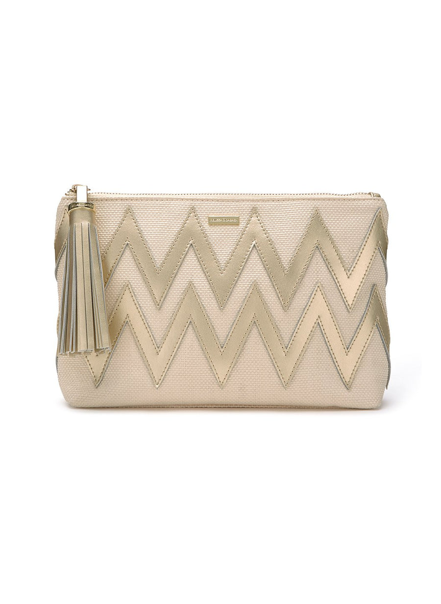 crete zigzag clutch bag natural gold 2019