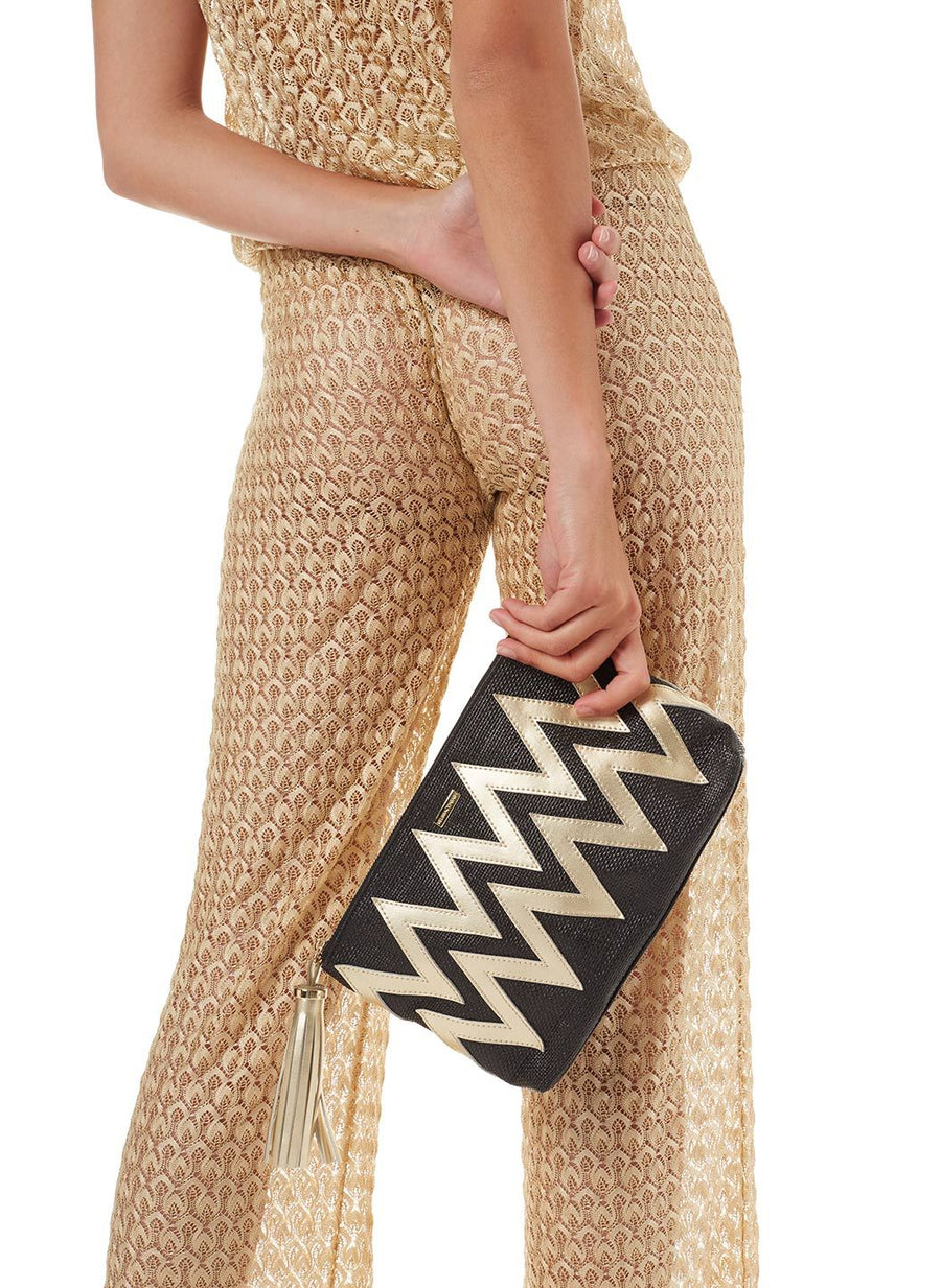 crete zigzag clutch black gold 2019 1