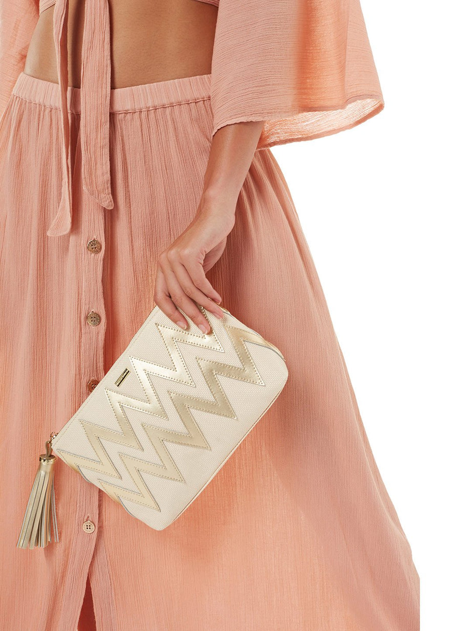 crete zigzag clutch cream gold 2019 2