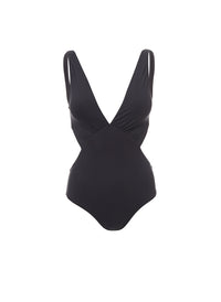 Delmar Black Over The Shoulder V-Neck Cut Out Swimsuit