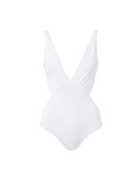 delmar white overtheshoulder vneck cutout onepiece swimsuit 2019
