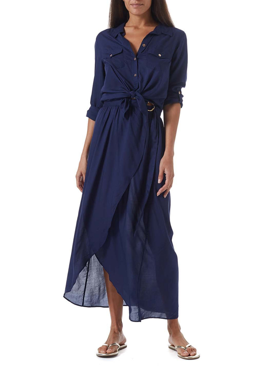 devlin navy wrap skirt model_F