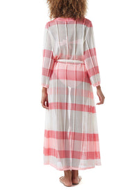 drew pink knit open front long kaftan model_B