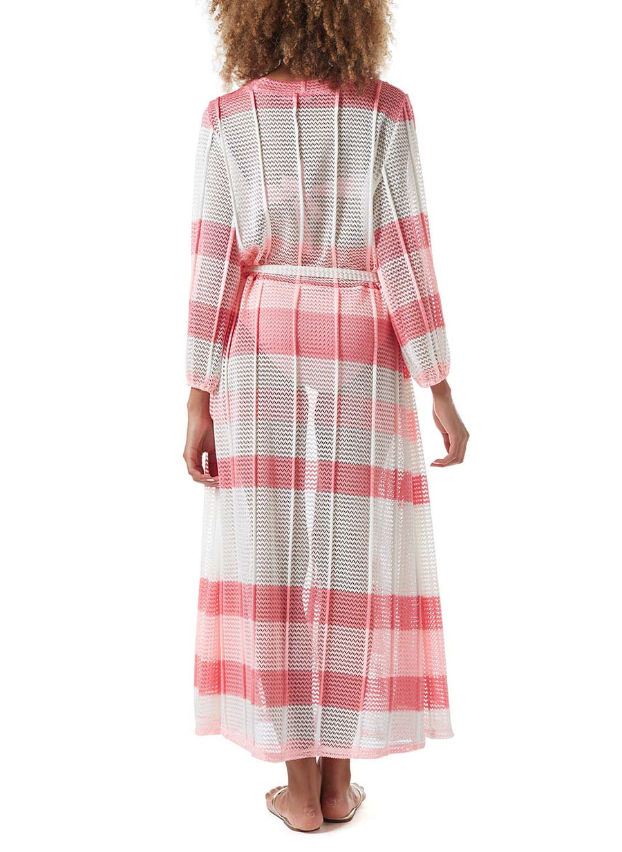 drew pink knit open front long kaftan model_B